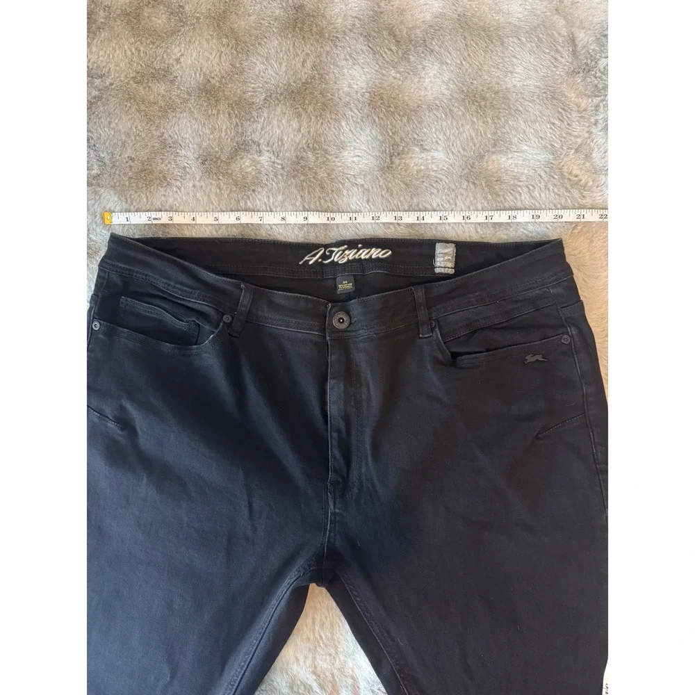 A Tiziano Mens Black Moto Panel Denim Size 44 Streetwear Cotton Stretch-0589